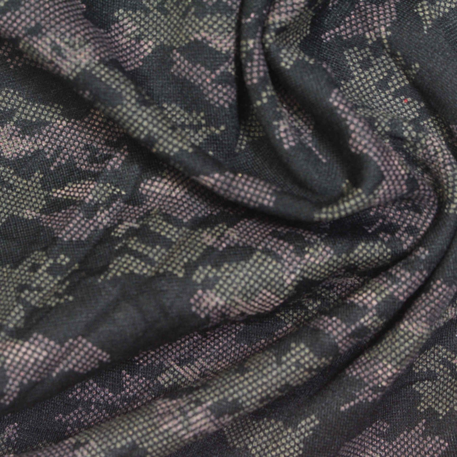 Printed, Stretch Rayon Ponte Roma fabric surface